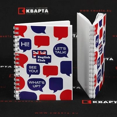Блокноты на металлической пружине "ENGLISH CLUB"