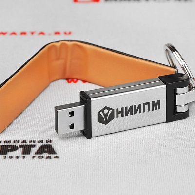 Флешка Flip Up с лазерной гравировкой логотипа для "НИИПМ"