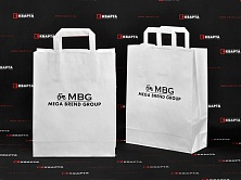 Белые крафт-пакеты с печатью логотипа шелкографией для "MBG"