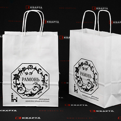 Крафтовые пакеты с печатью логотипа шелкографией для "ДВОРЦОВЫЙ КОМПЛЕКС ОЛЬДЕНБУРГСКИХ"