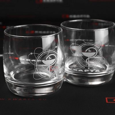 Стеклянные стаканы с лазерной гравировкой логотипа для "ВОРОНЕЖСКИЙ ОБЛАСТНОЙ НАУЧНО-КЛИНИЧЕСКИЙ ОНКОЛОГИЧЕСКИЙ ЦЕНТР"