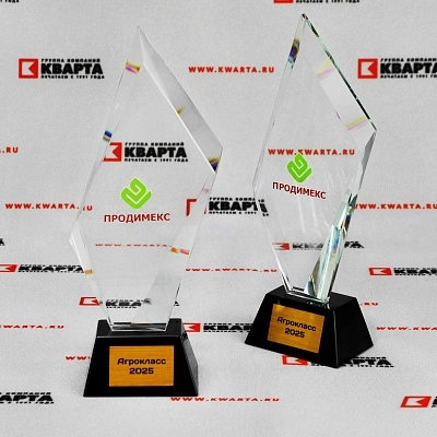 Наградная стеклянная стела для "ПРОДИМЕКС"
