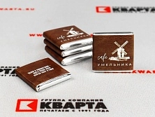 Шоколад в корпоративной упаковке с логотипом для кафе "МЕЛЬНИК"